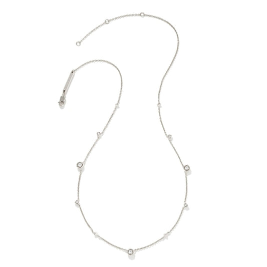 Davie Trio Strand Necklace, Sterling Silver/White Sapphire