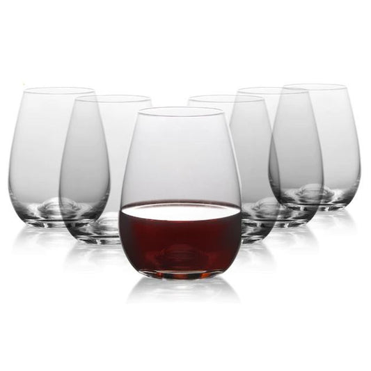 TABLE-12 15.5-OUNCE STEMLESS WINE GLASSES, SET OF 6, LEAD-FREE CRYSTAL, BREAK RESISTANT