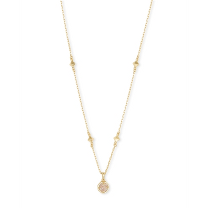 NOLA SHORT PENDANT, GOLD IRIDESCENT DRUSY