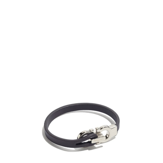 Leather Bracelet, Black/Silver