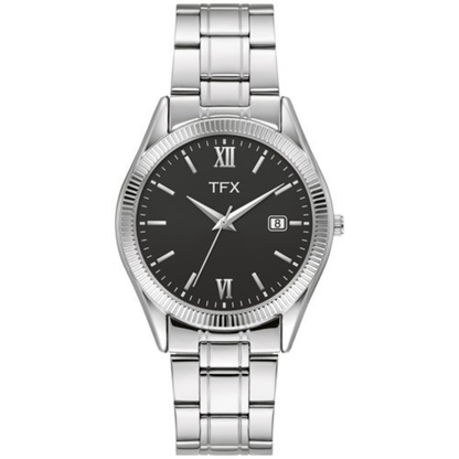 MEN'S TFX BY BULOVA SILVER-TONE STAINLESS STEEL WATCH BLACK DIAL