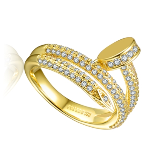 14K YELLOW GOLD LAYERED STATEMENT RING, GOLD, 8"