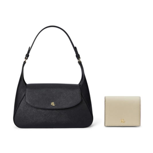 MEDIUM SCHYLAR SHOULDER BAG & WALLET, BLACK/BIRCH TAN