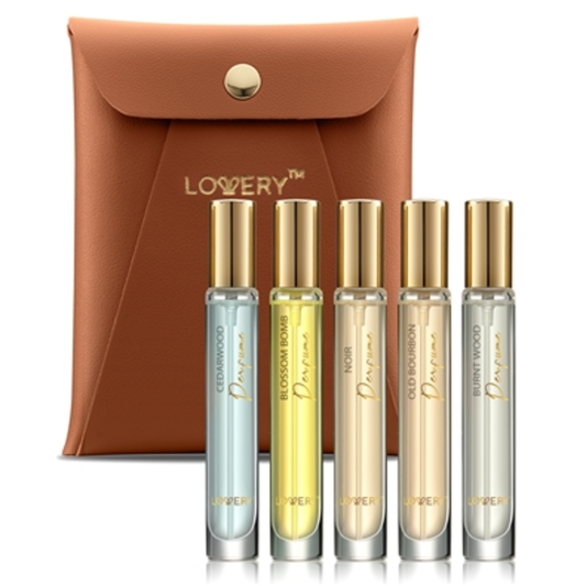 MEN PERFUME GIFT SET, BROWN, 5 PIECES
