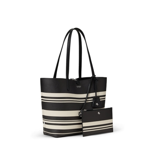Medium Reversible Tote, Black/Malecon Stripe
