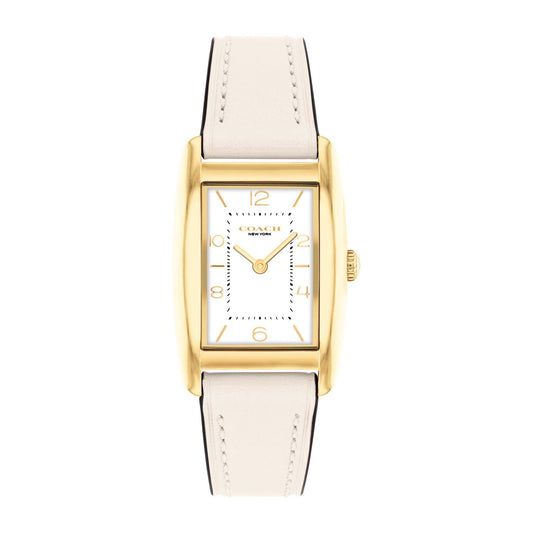 LADIES' REESE RECTANGLE LEATHER STRAP WATCH