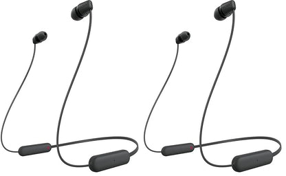 Sony WI-C100 Wireless in-Ear Bluetooth Headphones with Built-in Microphone,Black,(Pack of 2)