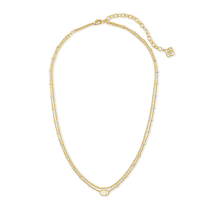EMILIE MULTI STRAND NECKLACE GOLD, GOLD IRIDESCENT DRUSY