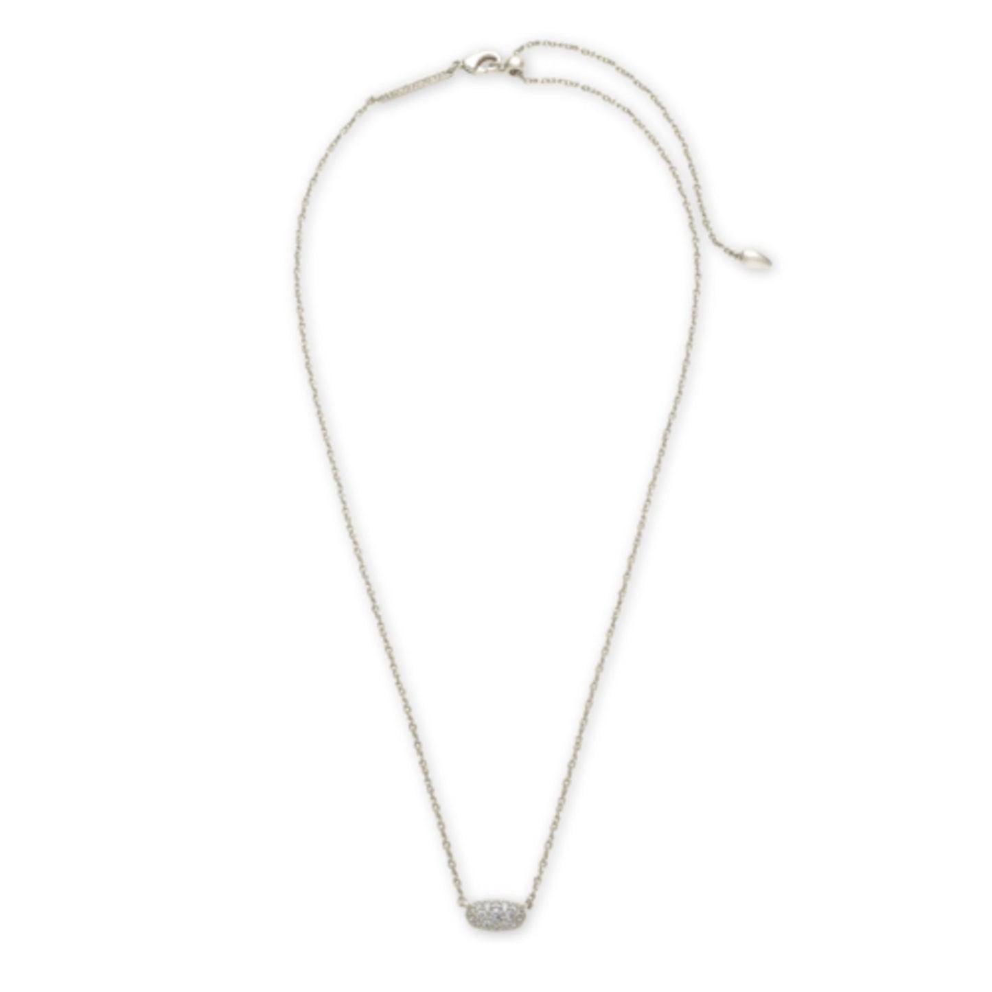 GRAYSON CRYSTAL PENDANT, RHODIUM METAL WHITE CZ