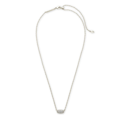 GRAYSON CRYSTAL PENDANT, RHODIUM METAL WHITE CZ