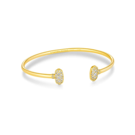 Grayson Crystal Cuff Bracelet Gold w/CZ, Gold Metal White CZ