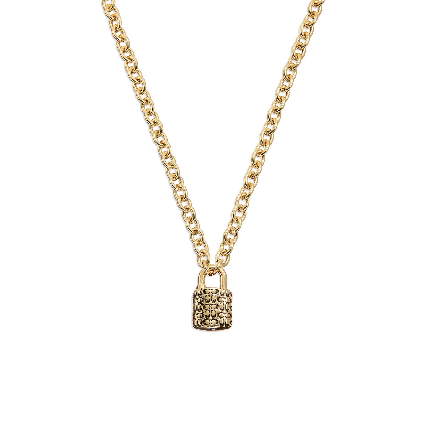 QUILTED C PADLOCK PENDANT NECKLACE