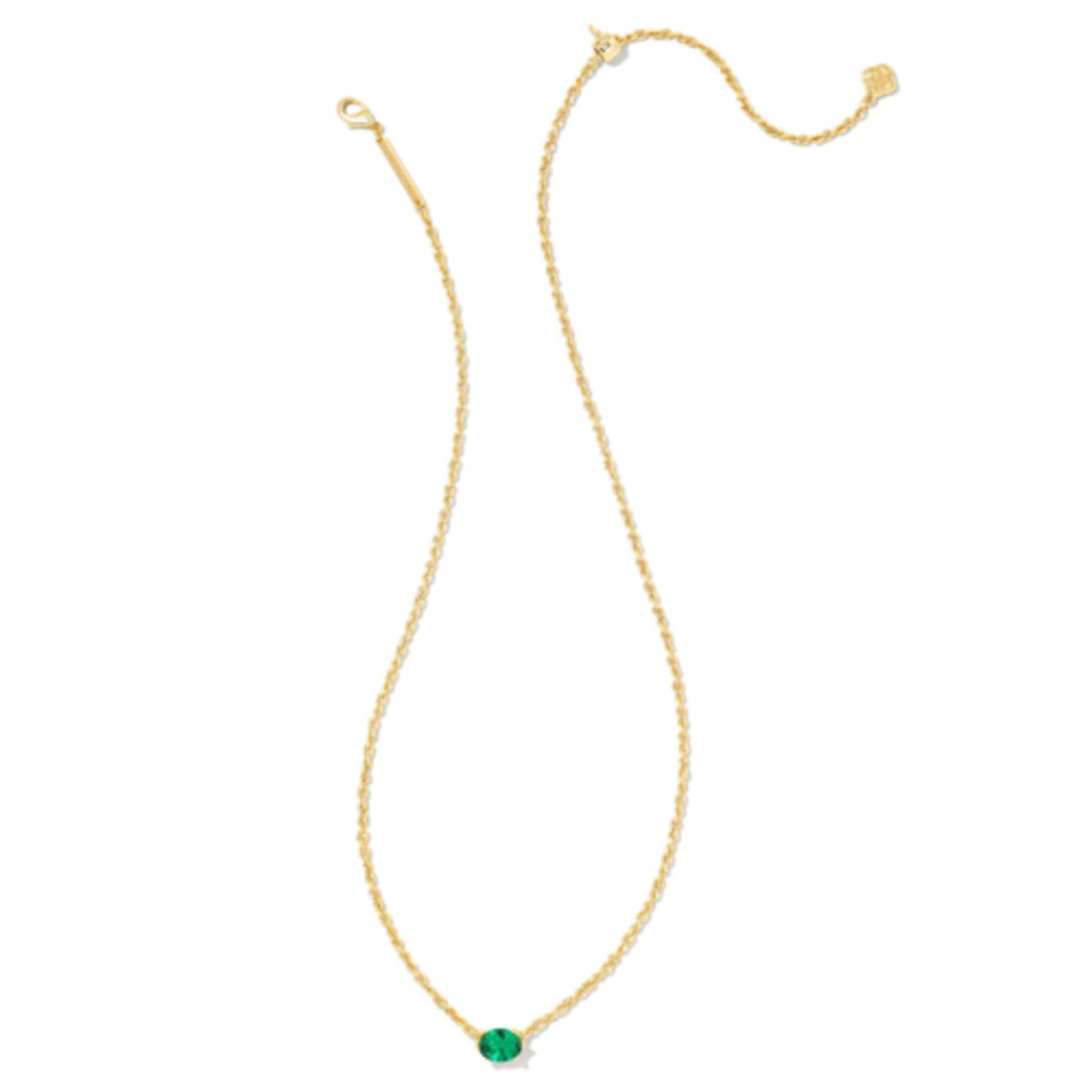 CAILIN GOLD PENDANT NECKLACE, GREEN CRYSTAL