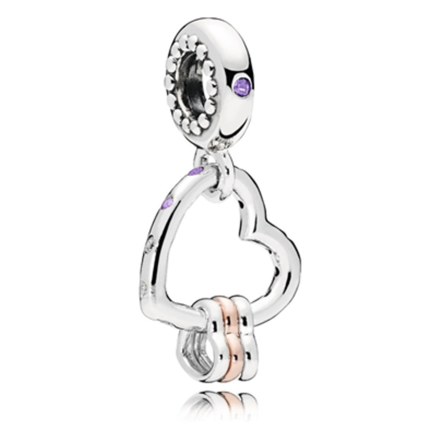 HEART HIGHLIGHTS DANGLE CHARM, STERLING SILVER GOLD