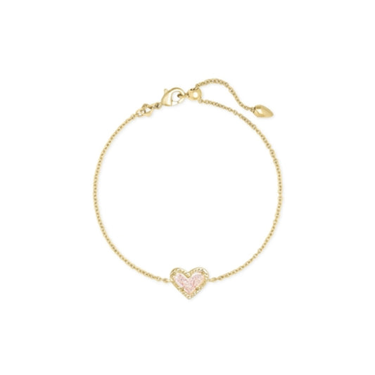 Ari Heart Delicate Chain Bracelet, Gold Iridescent Drusy