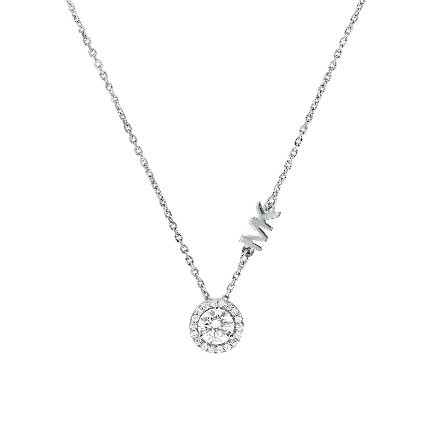 STERLING SILVER MK LOGO NECKLACE SILVER