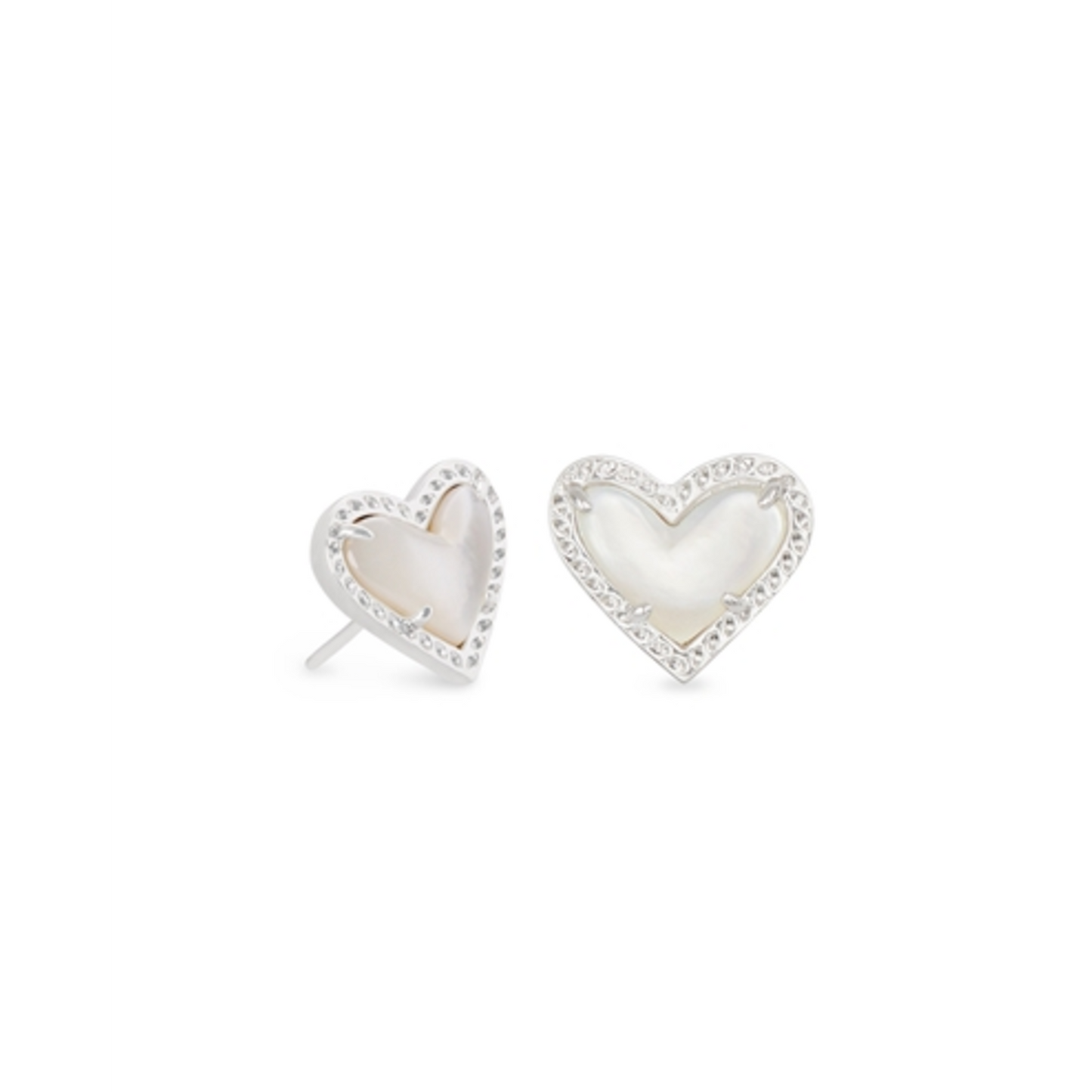 ARI HEART STUD EARRING, RHOD IVORY MOP