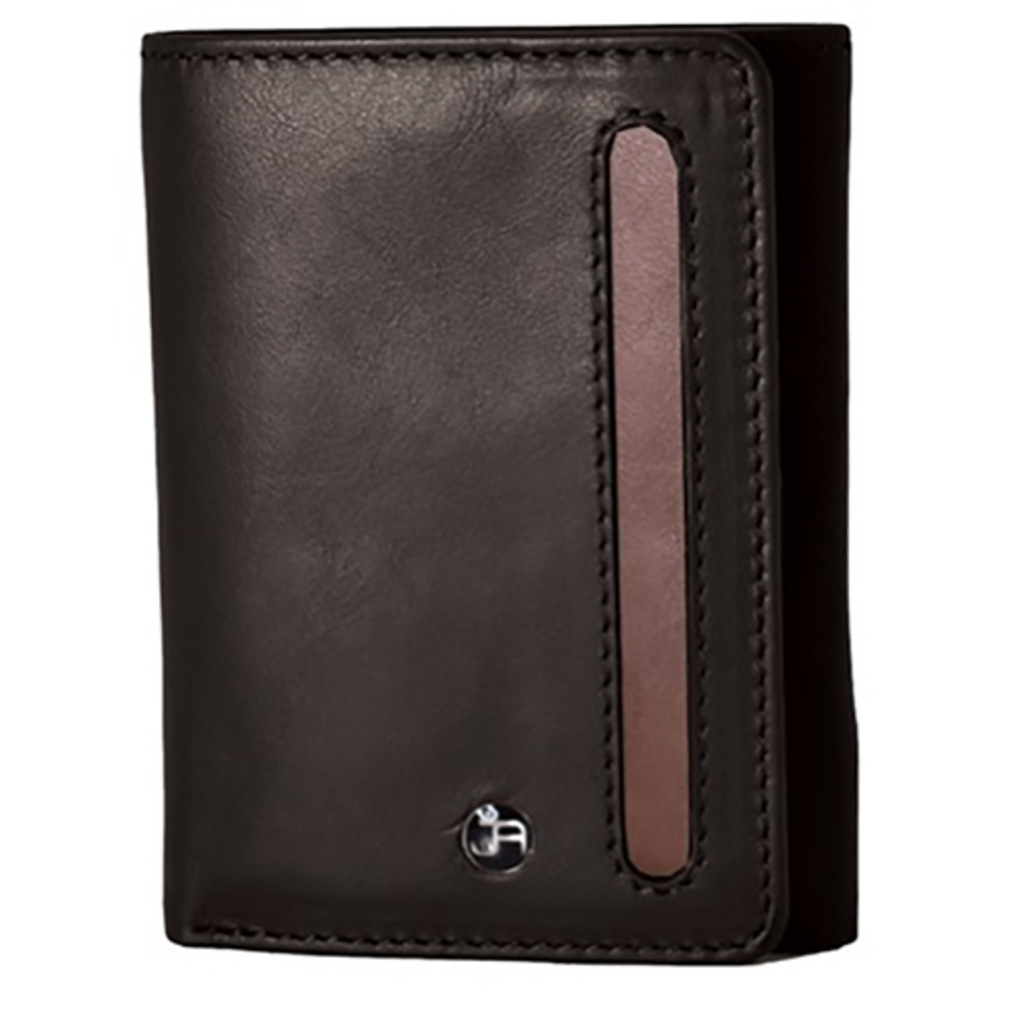 ORGANIC WALLET, TWO-TONE, TRI FOLD, BLACK/COGNAC