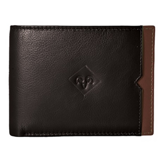 ORGANIC WALLET, TWO-TONE, BI-FOLD WALLET, BLACK/COGNAC