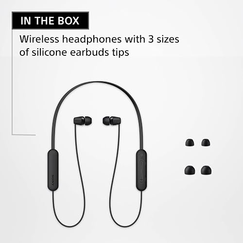 Sony WI-C100 Wireless in-Ear Bluetooth Headphones with Built-in Microphone,Black,(Pack of 2)