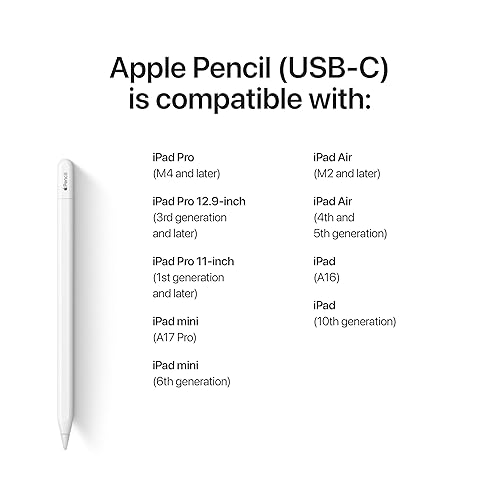 Apple Pencil (USB-C): Device Compatibility Check Required - Pixel-Perfect Precision, Tilt Sensitivity, Perfect for Note-Taking, Drawing, and Signing Documents. Charges and Pairs with USB-C