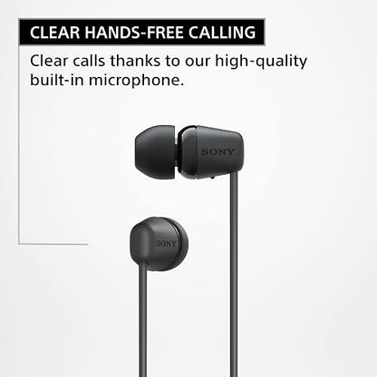 Sony WI-C100 Wireless in-Ear Bluetooth Headphones with Built-in Microphone,Black,(Pack of 2)