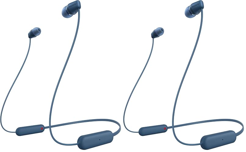 Sony WI-C100 Wireless in-Ear Bluetooth Headphones with Built-in Microphone ,(Pack of 2)