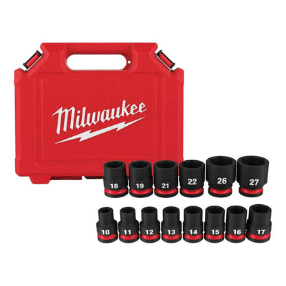 14PC SHOCKWAVE IMPACT DUTY 1/2" DRIVE METRIC STANDARD 6 POINT SOCKET SET
