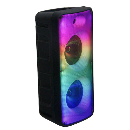 FIRE BOX 2 X 8" TWS BLUETOOTH SPEAKER W/ LIGHT SHOW AND MICROPHONE