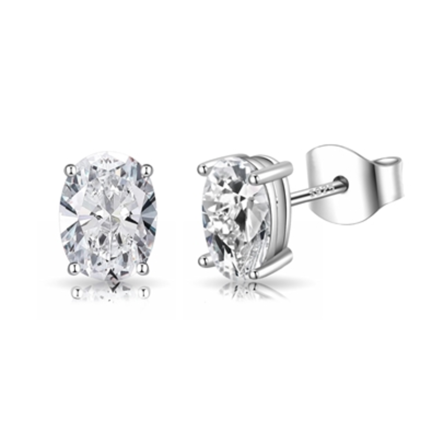 STERLING SILVER OVAL CUT STUDS, SILVER, 7X5MM