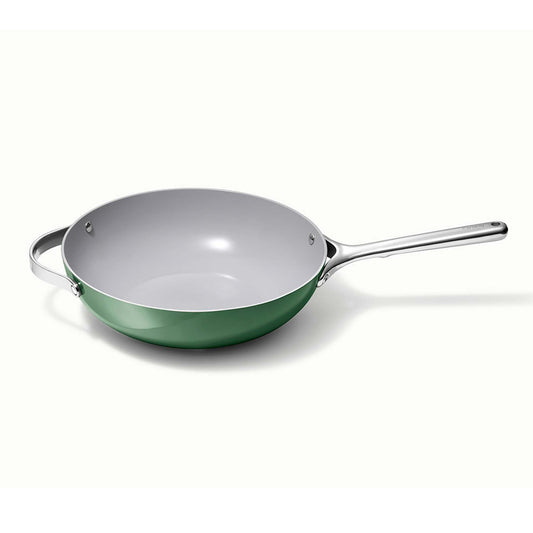 12" NONSTICK CERAMIC STIR FRY PAN SAGE