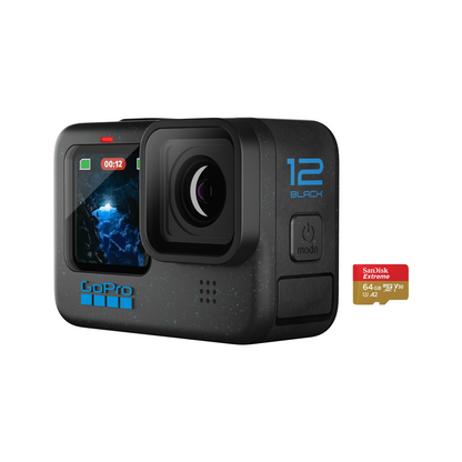 GOPRO HERO12 BLACK + GOPRO 64GB MICROSD MEMORY CARD