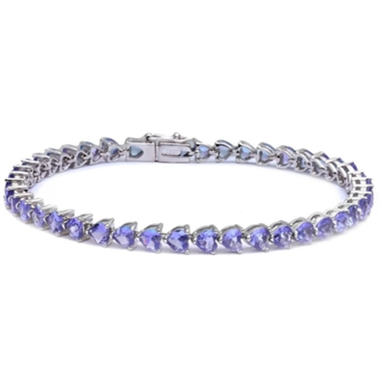 HEART CUT TENNIS BRACELET, BLUE, 8"