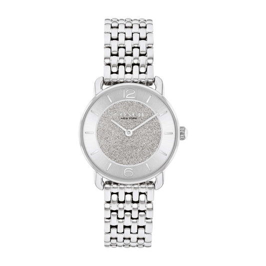 LADIES' ELLIOT STAINLESS STEEL WATCH, GLITTER DIAL