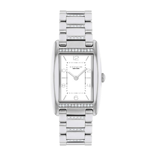 LADIES' REESE RECTANGLE STAINLESS STEEL CRYSTAL WATCH