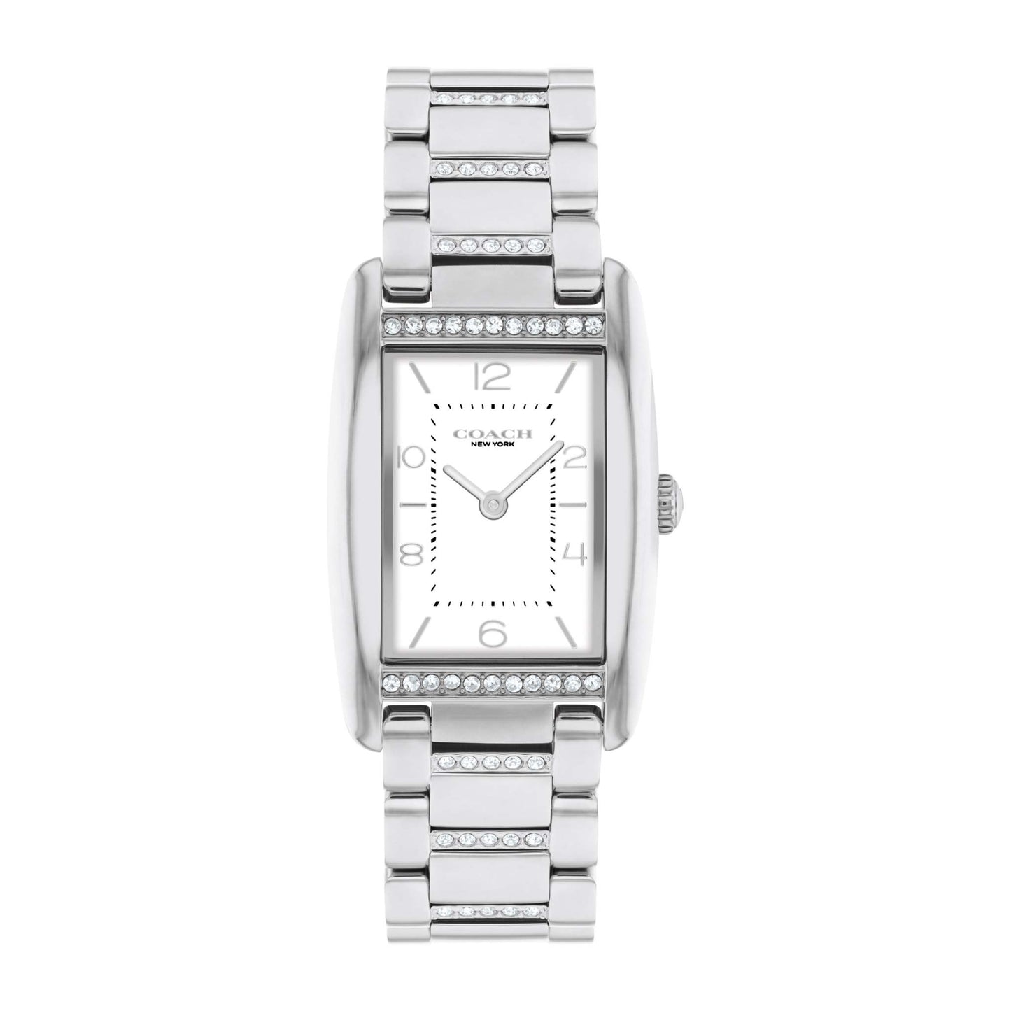 LADIES' REESE RECTANGLE STAINLESS STEEL CRYSTAL WATCH