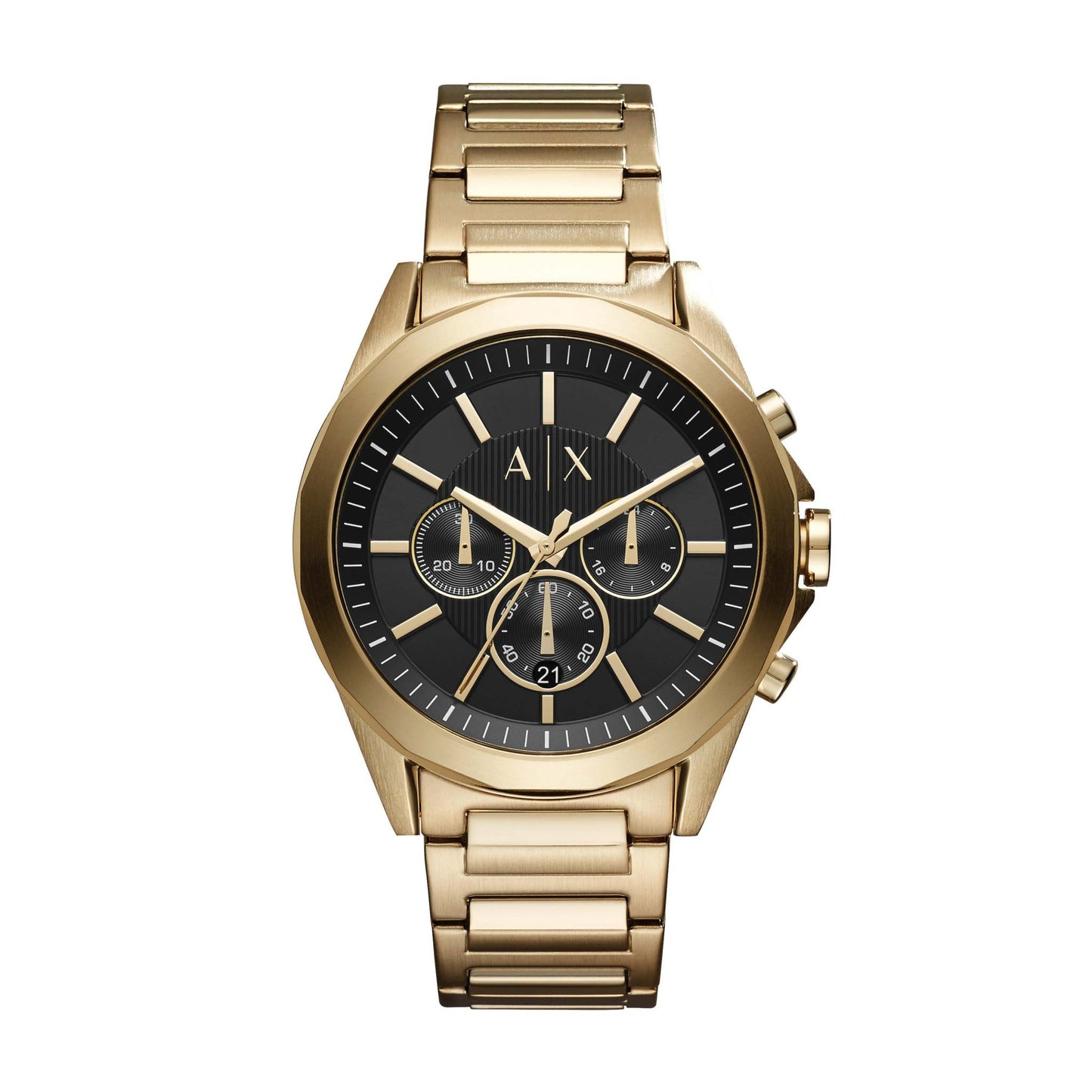 MENS DREXLER MULTI-DIAL GOLD-TONE STAINLES STEEL WATCH BLACK DIAL