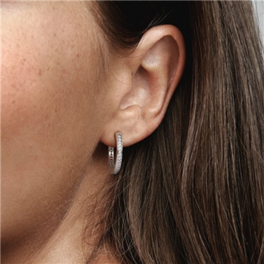 SIGNATURE EARRINGS, STERLING SILVER CLEAR CZ