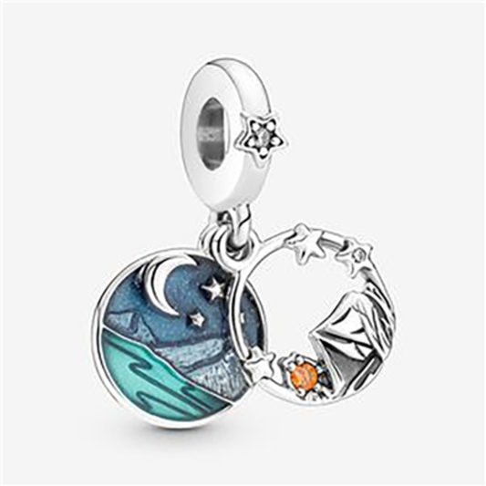 CAMPING NIGHT SKY DOUBLE DANGLE CHARM, MULTICOLOR