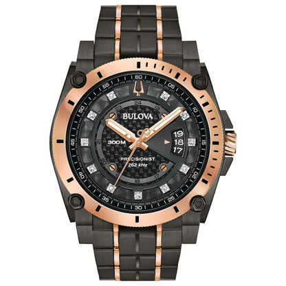 MENS PRECISIONIST GRY & RSE GLD DIAMOND WATCH BLK/GRY DIAL