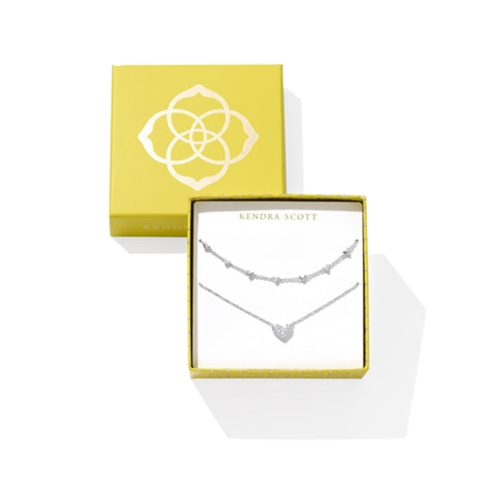 Ari & Haven Heart Necklace Gift Set, White Crystal