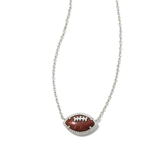 FOOTBALL SHORT PENDANT NECKLACE, SILVER ORANGE GOLDSTONE