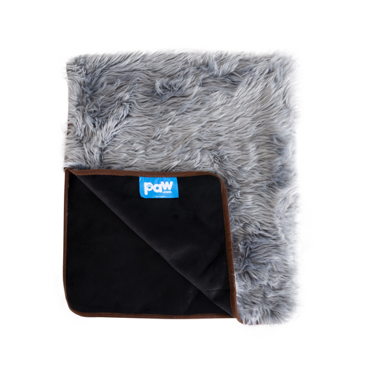 PAW PUPPROTECTOR WATERPROOF FAUX FUR THROW BLANKET - CHARCOAL GREY - LARGE