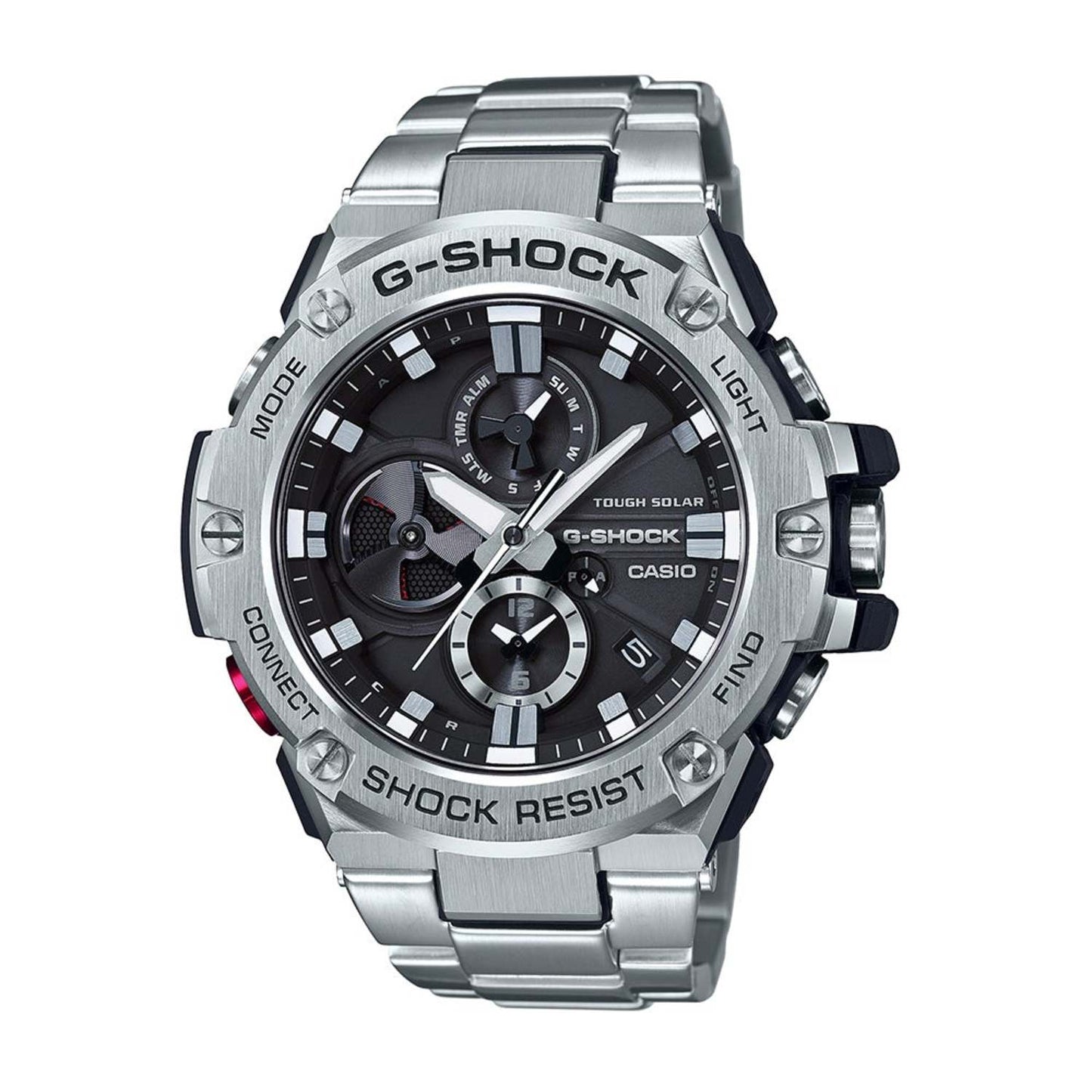 MENS G-STEEL MOBILE LINK SILVER-TONE WATCH BLACK DIAL