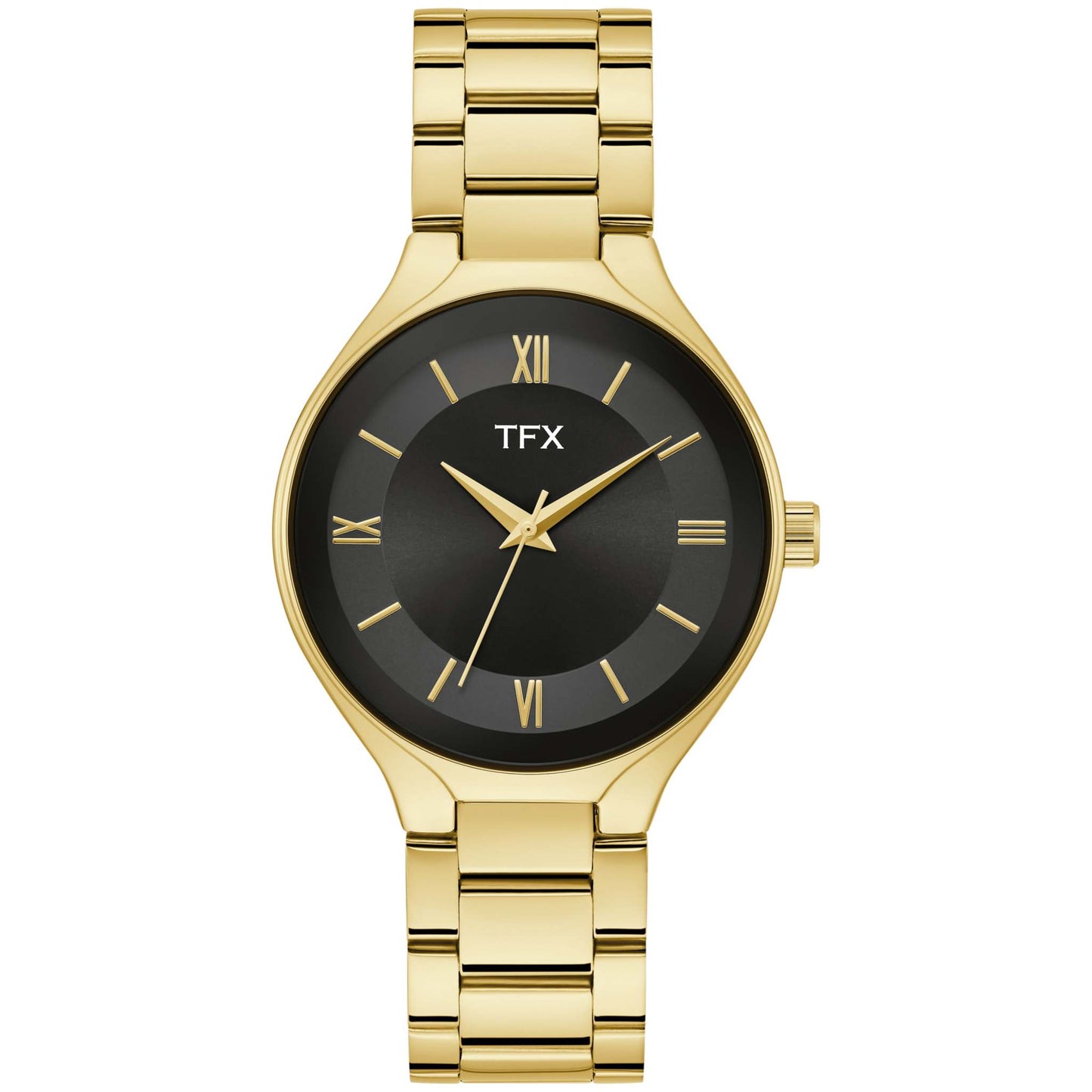 MEN'S TFX GOLD-TONE STAINLESS STEEL WATCH, BLACK DIAL