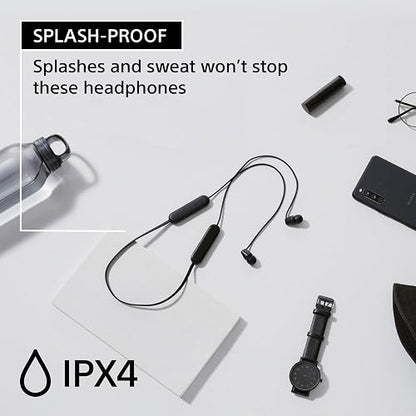 Sony WI-C100 Wireless in-Ear Bluetooth Headphones with Built-in Microphone,Black,(Pack of 2)