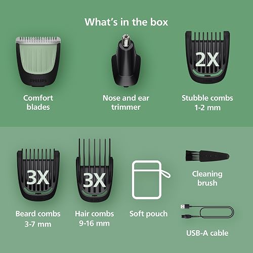 Philips Norelco All-in-One 3000 Series 13 in 1 Trimmer, Beard Styler & Men's Hair Clipper, 9 Length Settings & Self-Sharpening Skin-Friendly Blades, MG3919/50