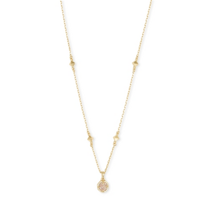 NOLA SHORT PENDANT, GOLD IRIDESCENT DRUSY