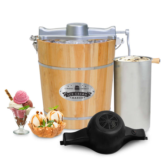 GOURMET OLD FASHIONED 4QT WOOD BUCKET ICE CREAM MAKER