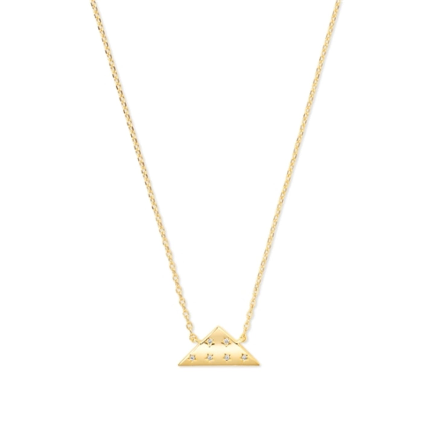 Folds of Honor Pendant Necklace, Gold White CZ